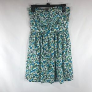 BEBOP SIZE L GREEN/BLUE STRAPLESS CROP TOP